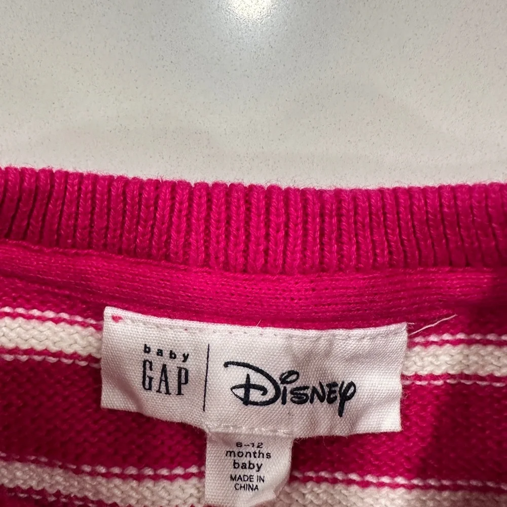 Baby Gap Minnie Mouse pink striped sweater 6-12 mos‎
